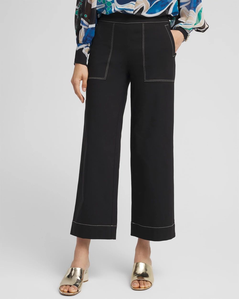 有名ブランド Brigitte Contrast Stitch Wide Leg Cropped Pants | Chico's パンツ